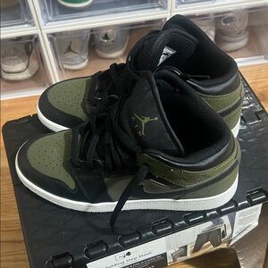Jordan big kids Olive and Black High-Top Sneakers
